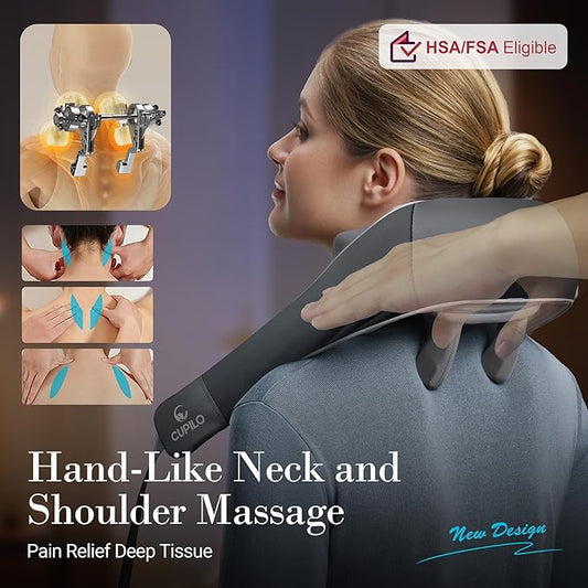 Cordless Neck Massager for Pain Relief - FSA Eligible HSA,2025 Upgraded Shiatsu Shoulder Back Massage with Wireless Remote Control,6D Deep Tissue Massage Pillow with Heat,Gift for Her,Him