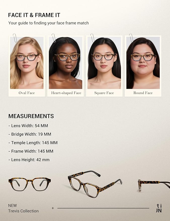 TIJN Blue Light Blocking Glasses for Women Men TR90 Rectangle Frame and Chic Preppy Style Computer Screen Glasses, Trevis