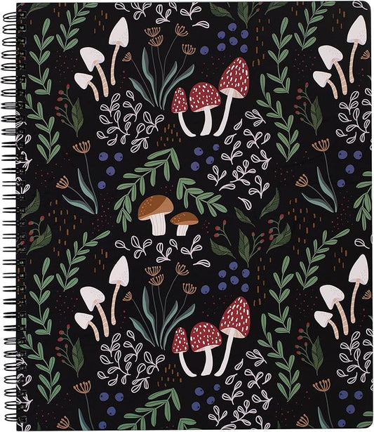 Steel Mill & Co Cute Large Spiral Notebook College Ruled, 11" x 9.5" with Durable Hardcover and 160 Lined Pages, Mushroom
