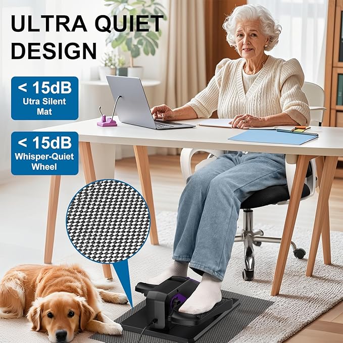 VIVURN-018 Under Desk Elliptical 5 Mode 12 Speed Low Impact Mini Electric Leg Exerciser As Seen on TV While Sitting for Seniors with Non-Slip Mat Quiet&Portable Seated Elliptical for Home and Office