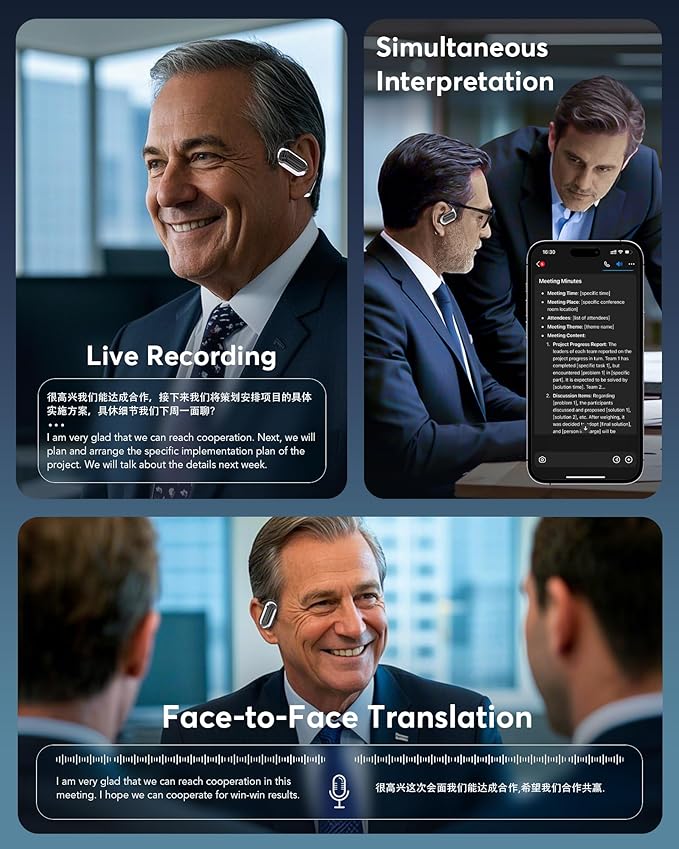 EUQQ AI Language Translation Earbuds, Bluetooth 5.4 Headphones Translator for 144 Languages & Accents