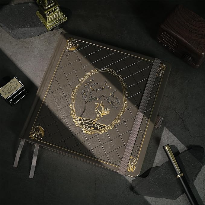 TIEFOSSI Dotted Journal Notebook, Dot Grid Notebook for Women Men, Hardcover PU Leather Journal, 160 GSM Thick Paper, 160 Numbered Pages with Gold Edges, 8 x 8 Square Diary