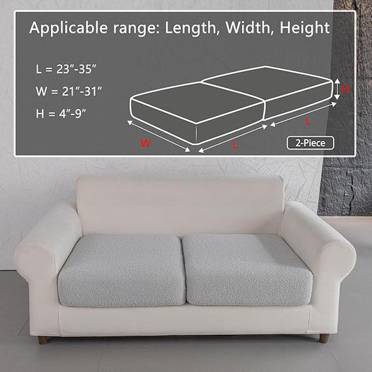 Couch Cushion Covers for Sectional Sofa, Stretch Soft Sofa Slipcovers Washable Wear-Resistant Universal Furniture Protector for Living Room(2 Seaters Covers, Light Gray)