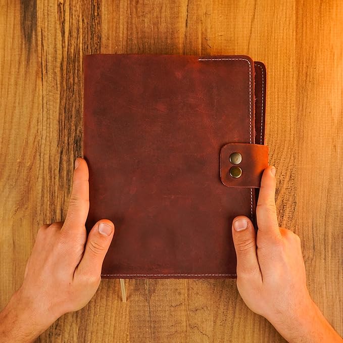 Custom Leather Portfolio, Leather Padfolio, Portfolio Folder, A5 Padfolio for Women, Leather Notebook Cover, Leather Padfolio Gift 8.5"x7" (Brown)