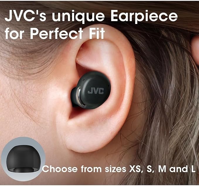 JVC True Wireless Compact Earbuds – Active Noise Cancelling - Bluetooth 5.3 Ear Buds Headphones for iPhone, Android - 27 Hr. Playback, Low Latency Mode - IPX4 Sweat/Rain Proof, Quick Charge Case, Mic