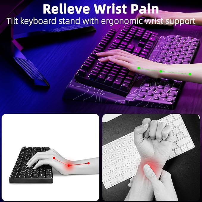 Ospelelf Tilt Keyboard Stand with Wrist Rest, Comfy Ergonomic Keyboard Riser Holder for Office Home