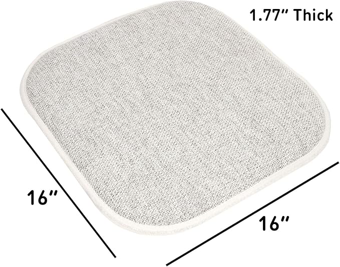 Sweet Home Collection Chair Cushion Memory Foam Pads Honeycomb Pattern Slip Non Skid Rubber Back Rounded Square 16" x 16" Seat Cover, 4 Pack, Alexis Cream/Brown