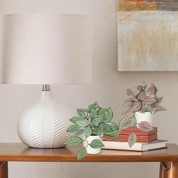 Hollyone Fake Plants 6 Pack Artificial Plants Indoor Faux Plant with White Plastic Pot Small Fake Potted Plant for Home Aesthetic Living Room Bathroom Desk Shelf Office Decor