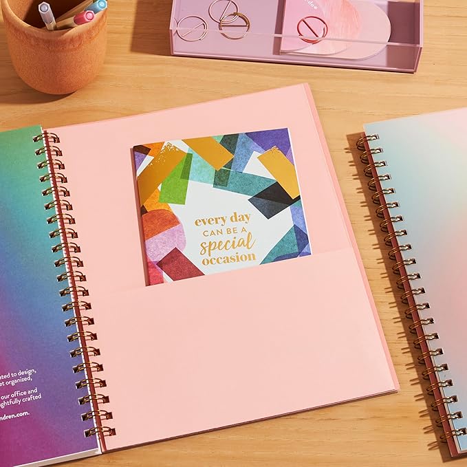 Inspired by Erin Condren Large Undated Planner, 12-Month Customizable Weekly and Monthly Layout, 9" x 11" Size, Premium 100gsm Paper, Includes Stickers and Pocket Folder