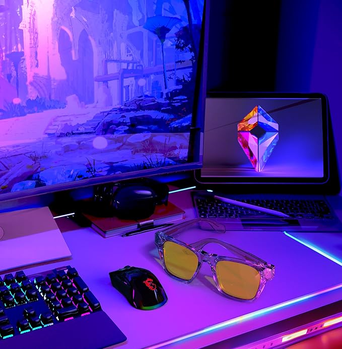 VISOONE Gamer Glasses Professional Blue Light Filter with Anti-Fatigue and Anti-Glare Stylish for Men and Women BONA