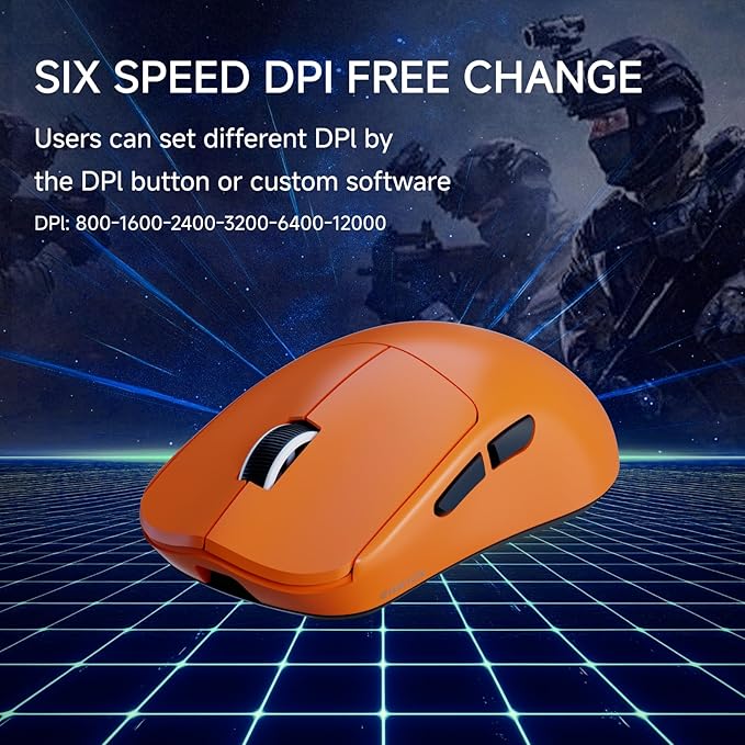 X23Pro Wireless Gaming Mouse, 2.4G/BT5.0/USB-C Esports Gaming Mouse, 800mAh Rechargeable Lightweight Mouse Gaming, 12000 DPI Wireless Mouse with 6 Programmable Buttons,For Laptop/PC/Mac, Orange