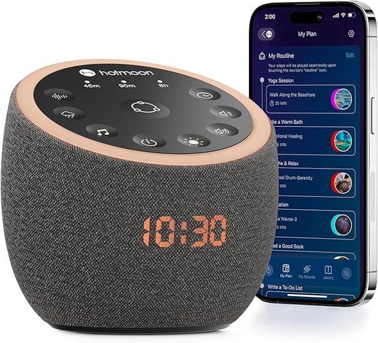 Hotmoon Cocoon Pro 2 Sound Machine 388 Soothing Sounds for Babies & Adults, Smart Night Light, Sleeping Timer, App Control, White Noise Green Noise Maker, Nature Rain Ocean Sound, Plug-in