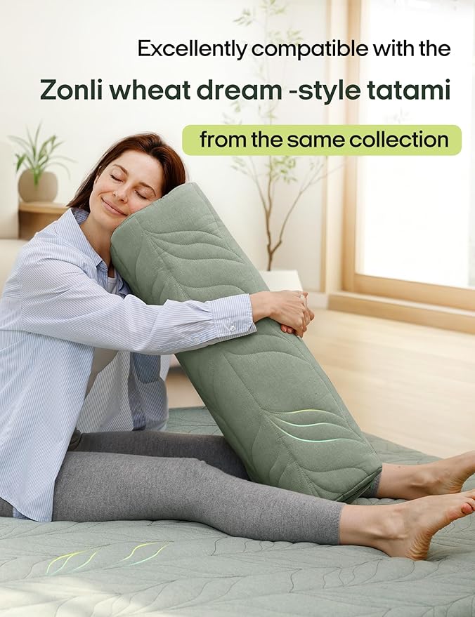 Zonli Yoga Bolster Pillow for Meditation & Restorative Yoga - Rectangular Support Cushion with Removable Cotton Cover & Carry Handle, 26"x11"x7"