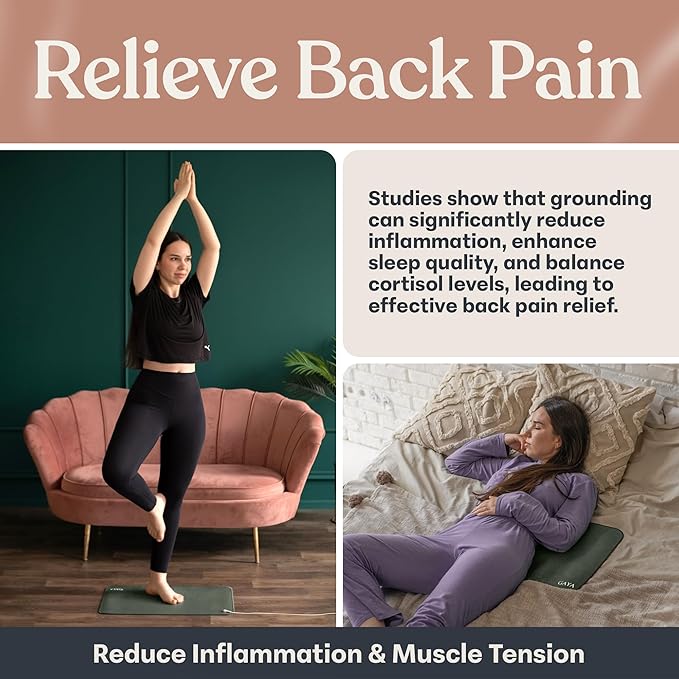 Gaya Grounding Mat for Feet, Earthing Mats for Sleep Improvement, Back Pain Relief, Muscle Relaxation & Stress Relief, Grounding Pads for Bed, Grounding for Desk, Earth Grounding Pad (24''X16'')