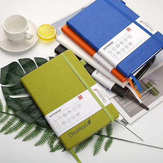 Deziliao Lined Journal Notebooks with Pen Loop, Hardcover Notebook Journal for Work, 100Gsm Premium Thick Paper with Inner Pocket, Medium 5.7"x8.4", （Green, Ruled）