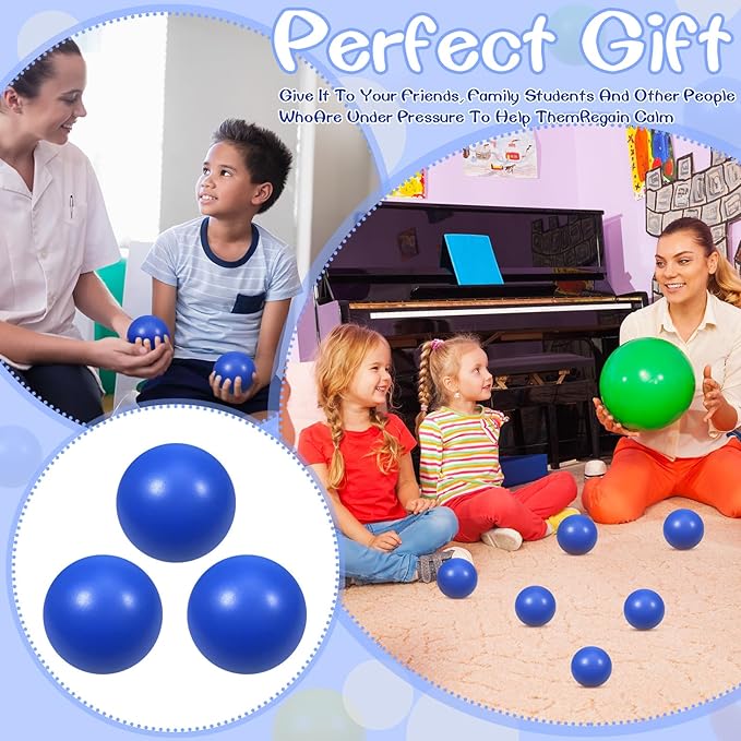 24 Pcs Blue Foam Stress Ball Squeeze Stress Relief Balls for Kids and Adults Hand Exercise Sensory Relief Toys for Anxiety ADHD Autism （Blue）