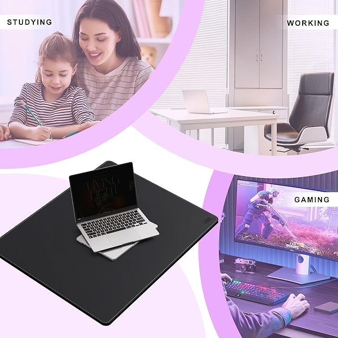 Vyaaa PU Leather Desk Mat, 32"×24" Office Desk pad, Large Mouse Pad, Desktop Protector for Desk, Multifunctional Keyboard Mouse Pad for Home or Office (Black)