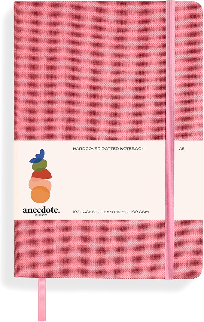 Hardcover Dotted Journal with Thick 100 gsm Paper A5 size (8.3 inches x 5.4 inches) - Daily Writing Notebook for Travel, School and Office Use - Diary Journal for Women and Men - Blossom Pink