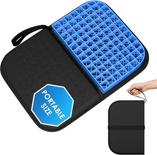 Gel Seat Cushion Portable Travel Cushions, 16.5" x 12" Large Size Super Thick Foldable Chair Seat Cushion Lightweight for Car Office Chair Wheelchair, Pressure Sores Tailbone Pain Relief