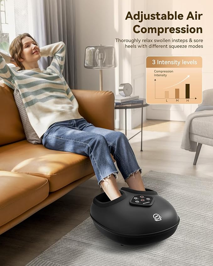 COMFIER 2025 Shiatsu Foot Massager with Heat,Compression,Kneading &Rolling,Foot Massager for Neuropathy,Plantar Fasciitis,Upgraded for Larger Feet Machine(Size 14),Home or Office, Gift for Women/Men