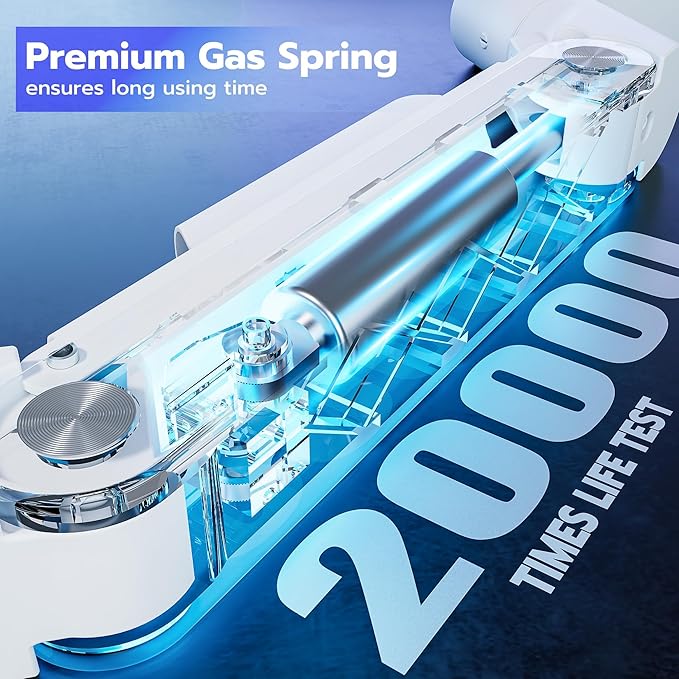 ARES WING Heavy-Duty Monitor Mount for 17-49 inches Ultrawide Curved Flat Monitors, Holds 44lbs, with Extended Column for Desk, Adjustable Gas Spring, White