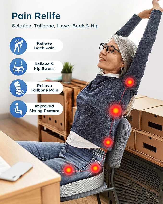 Feagar X Large Memory Foam Seat Cushions for Office Chairs Desk, Gaming Chair Cushion Tailbone Pain Relief Mesh Pads Extra Dense Hip Sciatica Car Seat Cushion for Long Sitting Hours