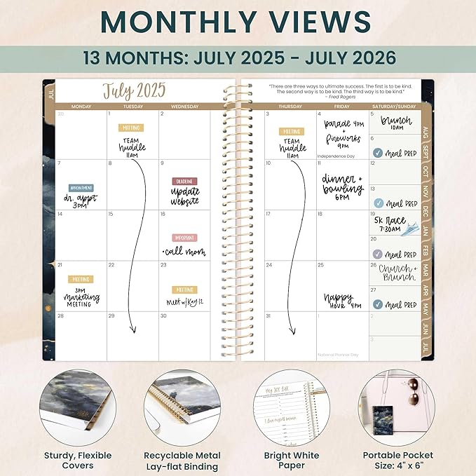 bloom daily planners 2025-2026 Academic Year Pocket Planner (July 2025 - July 2026) - 4” x 6” MINI Weekly Monthly Agenda Organizer & Calendar Book - Midnight Sky
