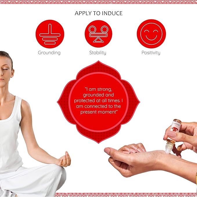 Root Chakra Essential Oil Roll-On Blend by Aromafume | 10ml/0.33 fl oz | Muladhara | Aromatherapy Oils for Chakra Balance | Patchouli Extracts | Chakra Incense for Meditation, Yoga, Reiki