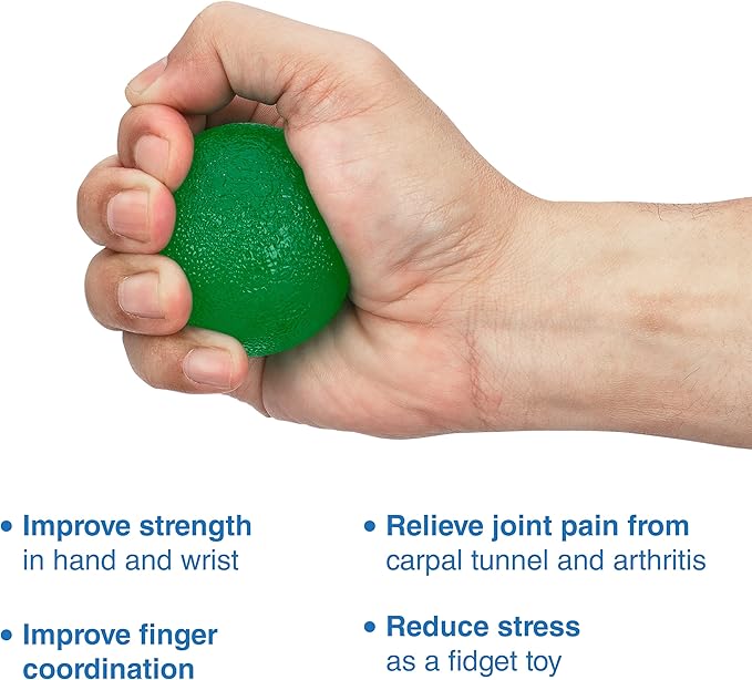 FlintRehab Premium Hand Exercise Balls - Set of 4 for Carpal Tunnel Stress/Pain Relief, Stress Balls for Kids & Adults, Squeeze Balls for Hand Therapy/Arthritis - Hand Squeezers for Strength