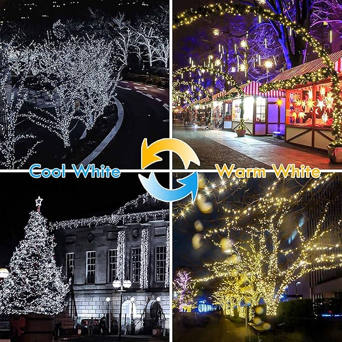 (Warm White ⇋ Cool White) 66Ft 200LED Fairy Lights Plug in with Remote, Waterproof String Lights Outdoor & Indoor 8 Modes with Timer, LED Twinkle Light for Girl's Room Halloween Christmas Decorations
