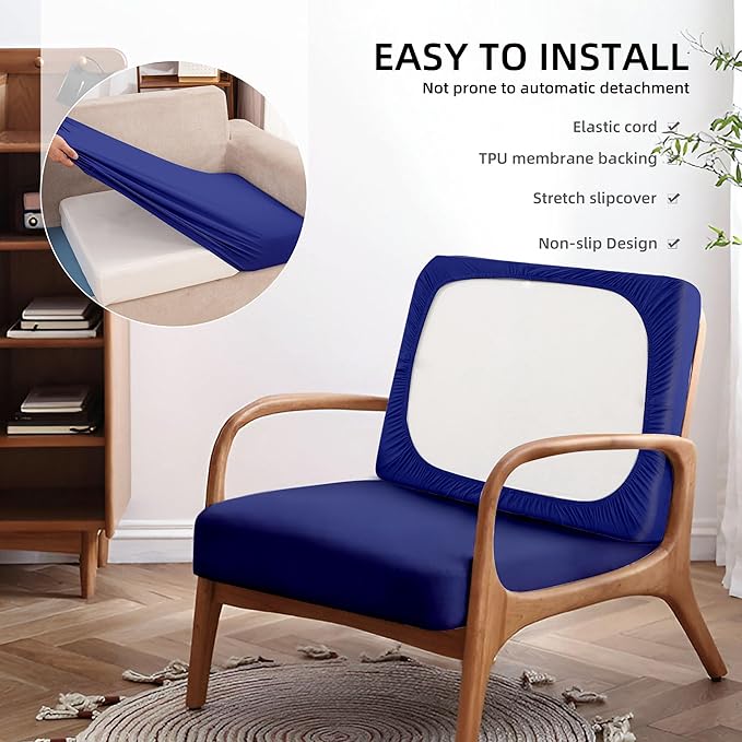 12Pcs Outdoor Cushions Covers Waterproof, Patio Cushion Covers, Stretch Cushion Covers Replacement,Cushion Slipcovers, Furniture Cushion Covers (Lake Blue 1, 12PCS)