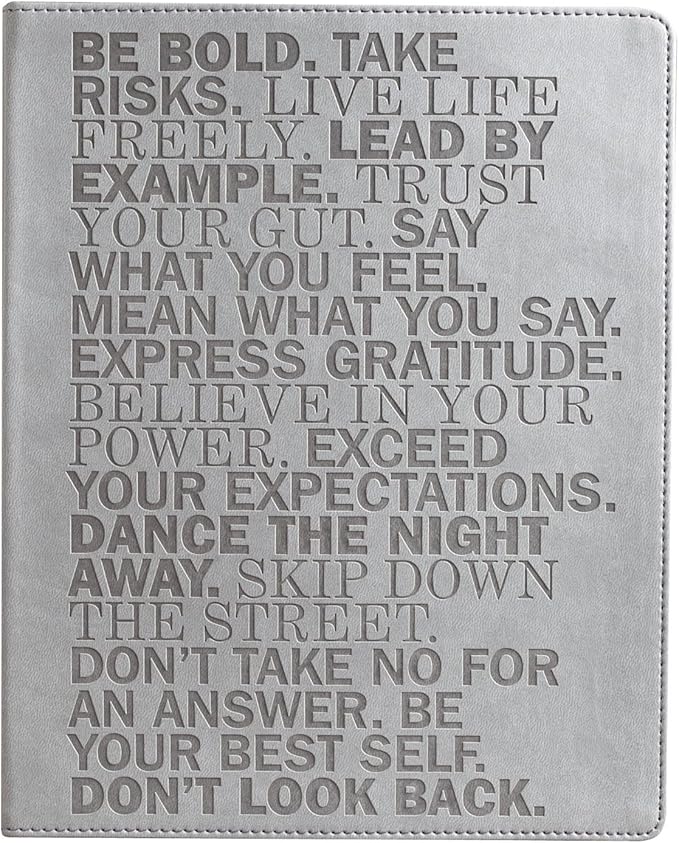 Eccolo Large Lined Journal Notebook, Flexible Cover, Writing Journal, 256 Ruled Ivory Pages, Ribbon Bookmark, Lay Flat, Desk Size for Work or School, Size Large, Be Bold - Gray