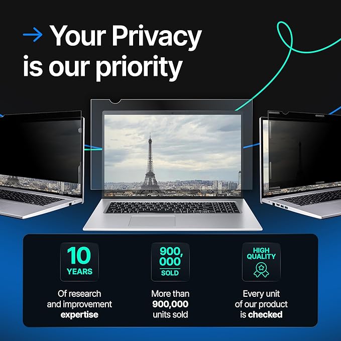 VINTEZ [2 Pack] 14 Inch 16:9 Privacy Screen for Computer Monitor and Laptop - Anti Glare Protector Film Blue Light Filter Eye Protection - Computer Screen Privacy Shield