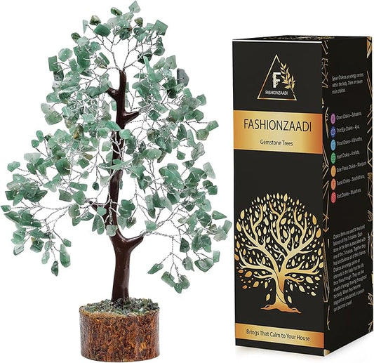 FASHIONZAADI Green Aventurine Crystal Tree, Crystals and Stones, Gem Tree, Healing Gemstones and Crystals Home Decor, Meditation Decor, Spiritual Gifts for Women, Good Luck Gift