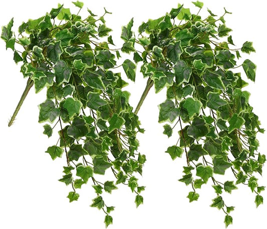 Hollyone 2pcs Artificial Hanging Plants 24" Fake Ivy Vine Faux Ivy Leaves Hanging Plant Greenery for Wall House Room Patio Indoor Outdoor Home Shelf Office Wedding Decor