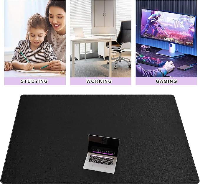 Vyaaa 70.8"x39.3" PU Leather Large Desk Mat (Black) - XXL Extended Mouse pad, Office Desk Protector, Non-Slip Computer Desk pad for Office, Gaming, Home