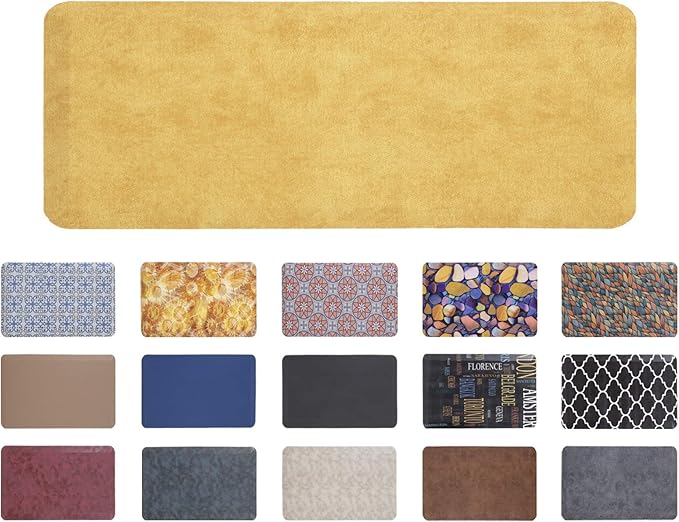 Mabel Home Anti Fatigue Floor Mat- 3 Size(20x32 & 20x39 & 24x70),16 Colors - Standing Desk Mat-Kitchen Floor Mat-Stain ResistantHome Non-Slip Bottom, Extra Soft (Yellow, 24" x 70")