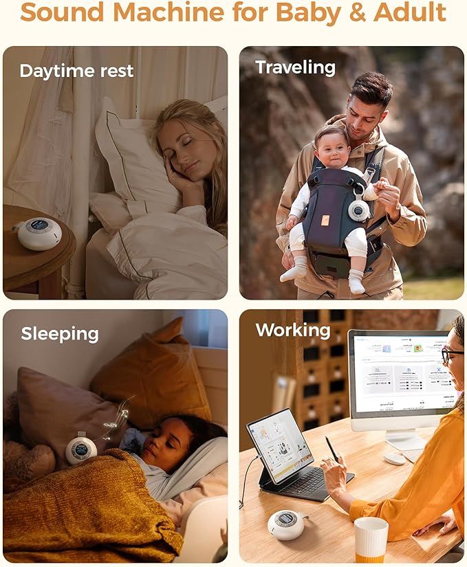 Glocusent Sound Machine for Sleep, 62 Soothing Sounds & 30 Hours Long Lasting White Noise Machine for Sleeping - Sleep Sound Timer Therapy for Baby Kids and Adults