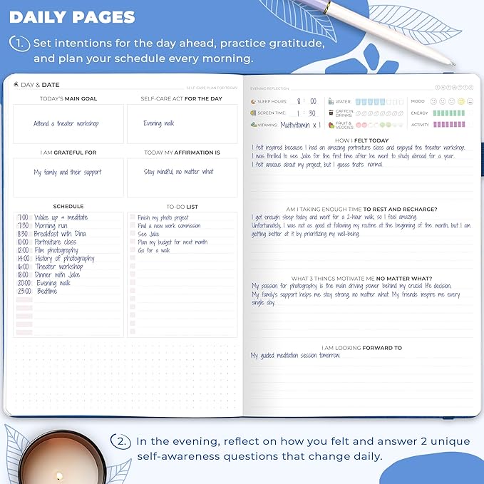 Clever Fox Self-Care Journal – Wellness & Daily Reflection Notebook – Mental Health & Personal Development – Self-Care, Meditation & Mood Journal for Women & Men – Large (Mystic Blue)