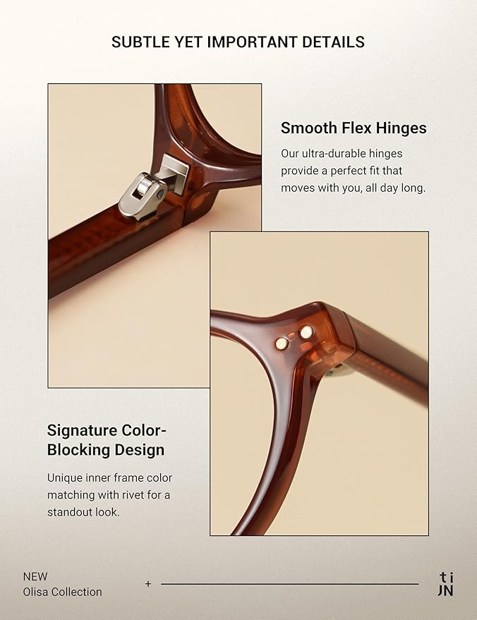 TIJN Olisa Blue Light Blocking Glasses for Women Men,Oval Glasses Frame Bluelight Glasses for Gaming/Computer/Screen