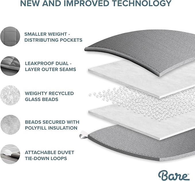 Bare Home Weighted Blanket Queen Size 22lb (60" x 80") for Adults - All-Natural 100% Cotton - Premium Heavy Blanket Nontoxic Glass Beads (Light Pink, 60"x80")