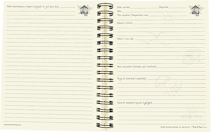 Write it Down series by Journals Unlimited, Guided Journal, R and R, A Beach House Journal, Full-size 7.5"x 9", Blue Hard Cover, Made in USA