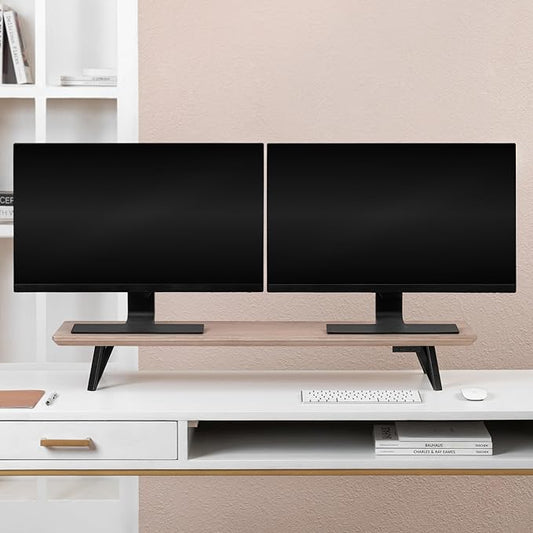 Anji Mountain Monitor Stand - Desktop Organizer & Laptop Riser, Ergonomic Monitor Riser, Space-Saving Monitor Stand for Desk, Durable Construction, Easy Assembly, Ideal for Home & Office,Biscotti