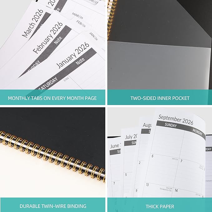 2026-2027 Monthly Planner 2 Year Monthly Planner/Calendar 2026-2027, 24 Months Calendar Planner Jan 2026 – Dec 2027, 9" x 11", Tabs, Double-Side Pocket, Holidays, Thick Paper