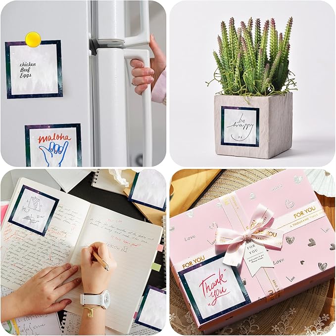 Sticky Notes, 2 Pads, 3x3 inches, Cute Colorful Fun Self-Stick Note Pads, Easy Post, Strong Adhesive Notepad Galaxy Forest Sky