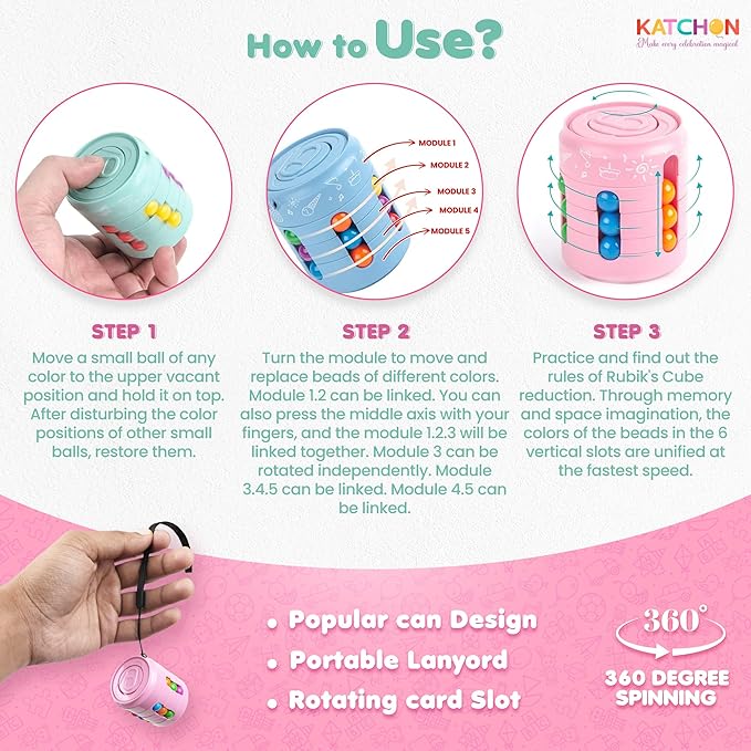 KatchOn, Rotating Fidget Toys – Pack of 12 | Magic Bean Puzzle Cube and Fidget Spinners for Kids, Adults | Fidget Toys Bulk, Classroom Prizes,Goodie Bag Stuffers, Birthday Party Favors for Kids 8-12