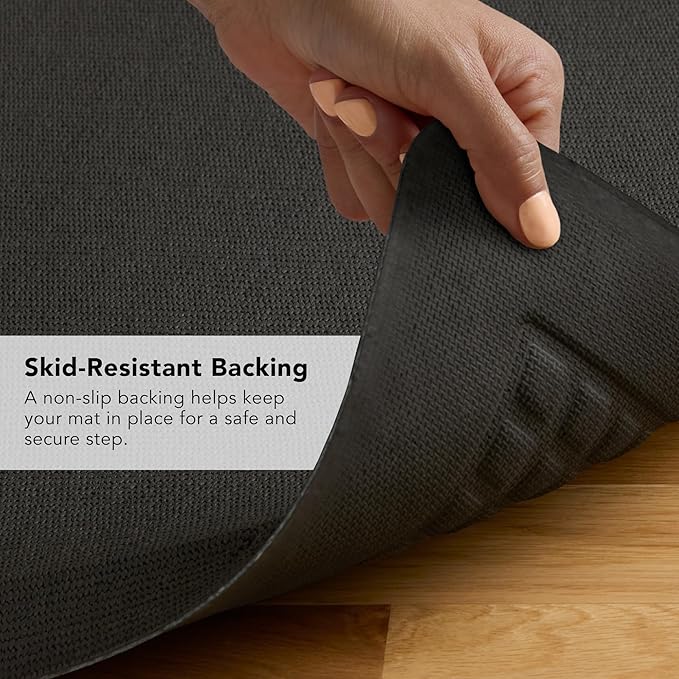 KitchenAid Gourmet Series Kitchen Comfort Gel Mat, Solid Basketweave, Charcoal Grey, 20"x39"