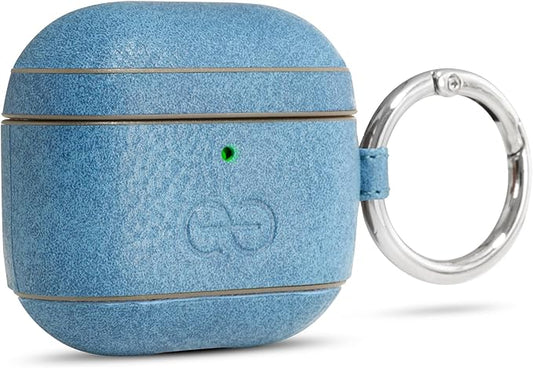 Dreem Om Case Cover with Keychain Clip Compatible with AirPods 4 for Apple AirPods 4th Generation, Vegan Leather AirPod Case for Men & Women, Luxury Earbuds Accessory for iPhone - Sky Slate