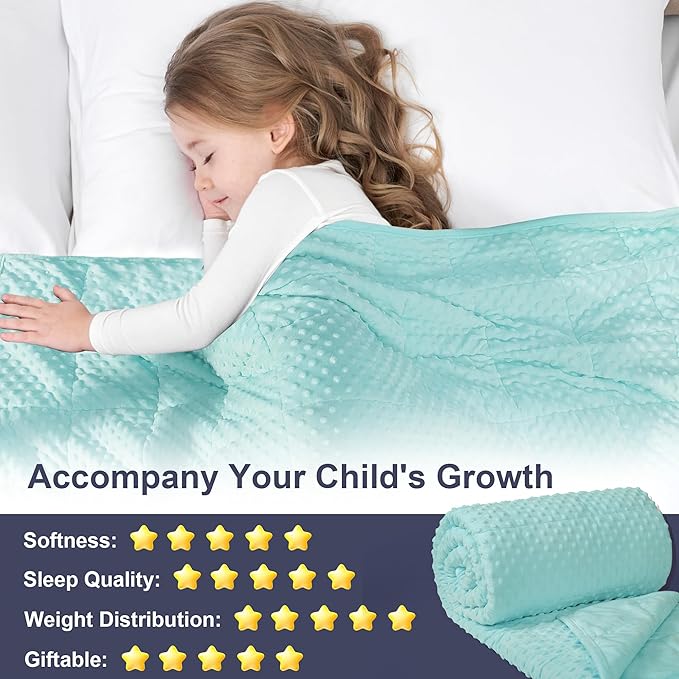 Alomidds Weighted Blanket, Luxury Velvet Weighted Blankets for Adults and Kids,Warm and Breathable Soft and Comfort Minky, Cute Heavy Blanket with Premium Glass Beads (41"x60" 7LBS, Teal)