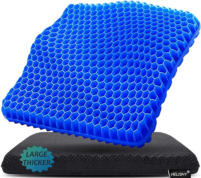Gel Seat Cushion for Long Sitting Pressure Relief (Super Large & Thick) - Non-Slip Gel Chair Cushions for Back,Sciatica,Tailbone Pain Relief - Seat Cushion for Office Desk Chair,Car Seat,Wheelchair